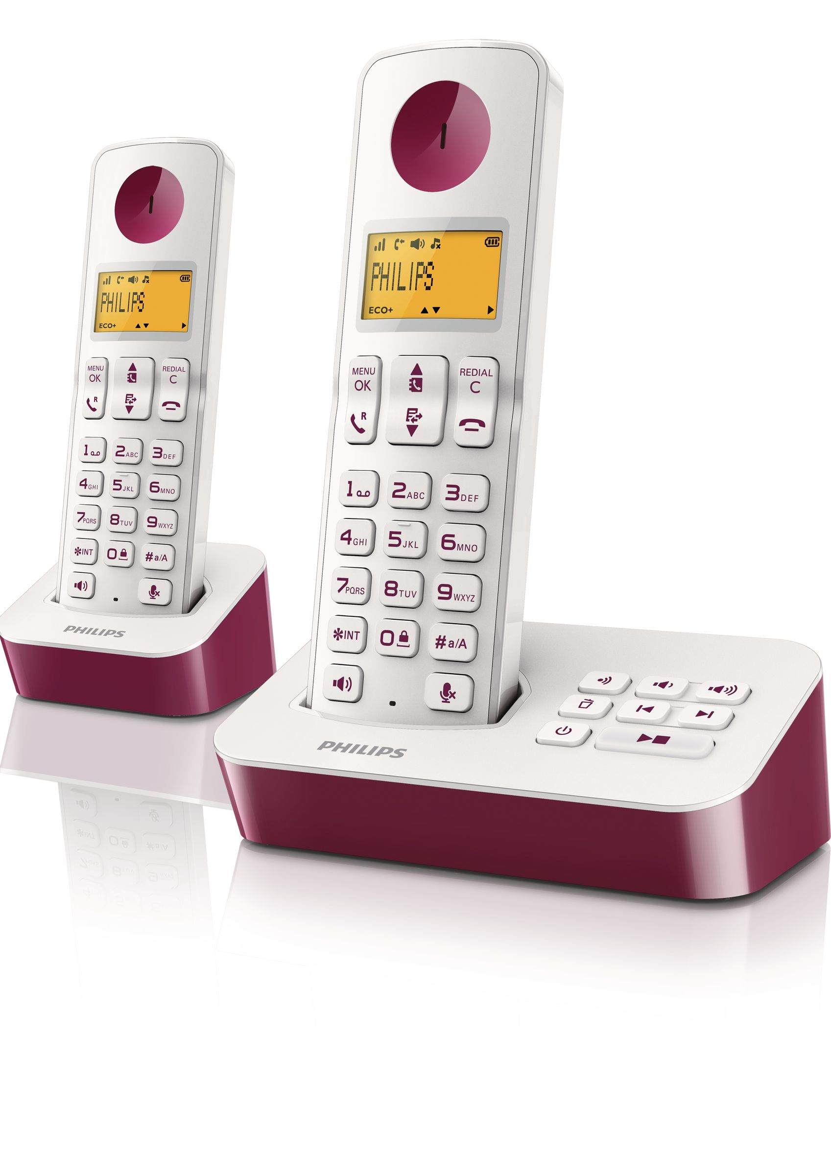 Philips D2052WP/FR telephone DECT telephone Caller ID Burgundy, White – image 1