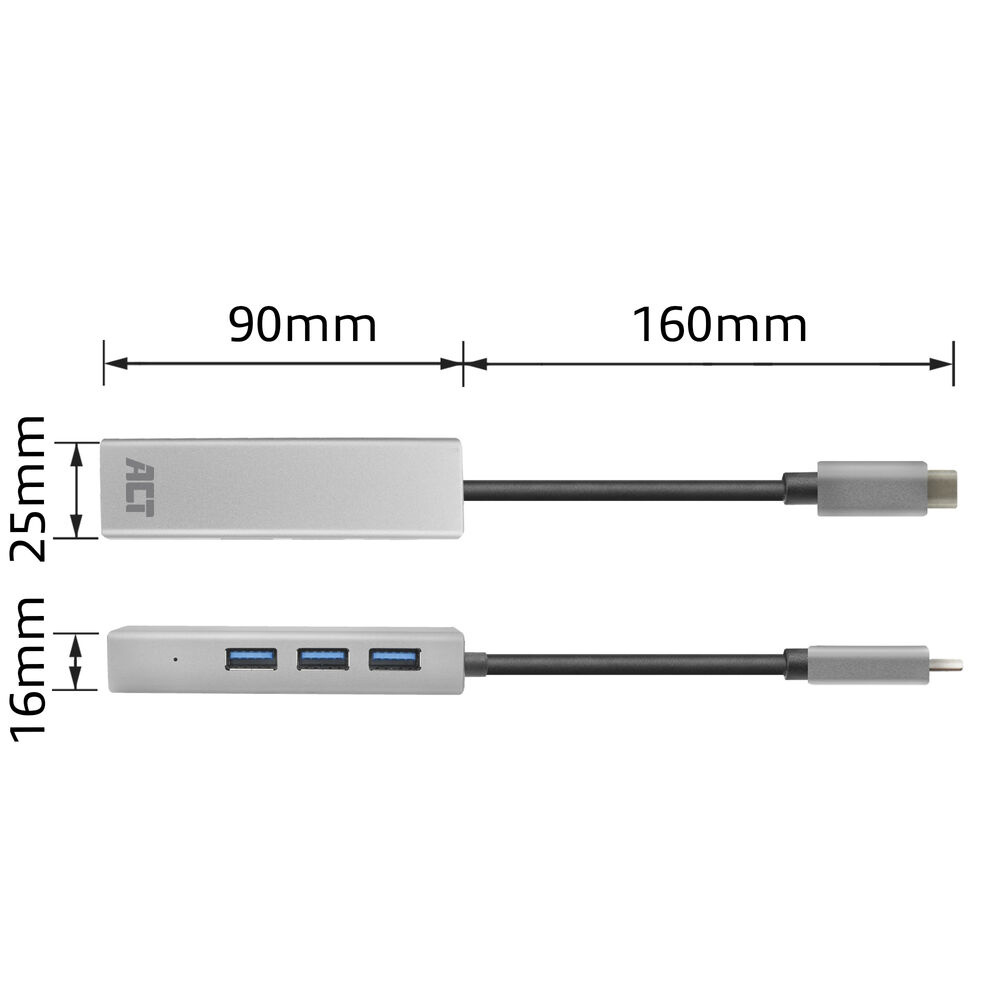ACT USB-C hub 3.0, 3x USB-A, Gigabit ethernet – image 7