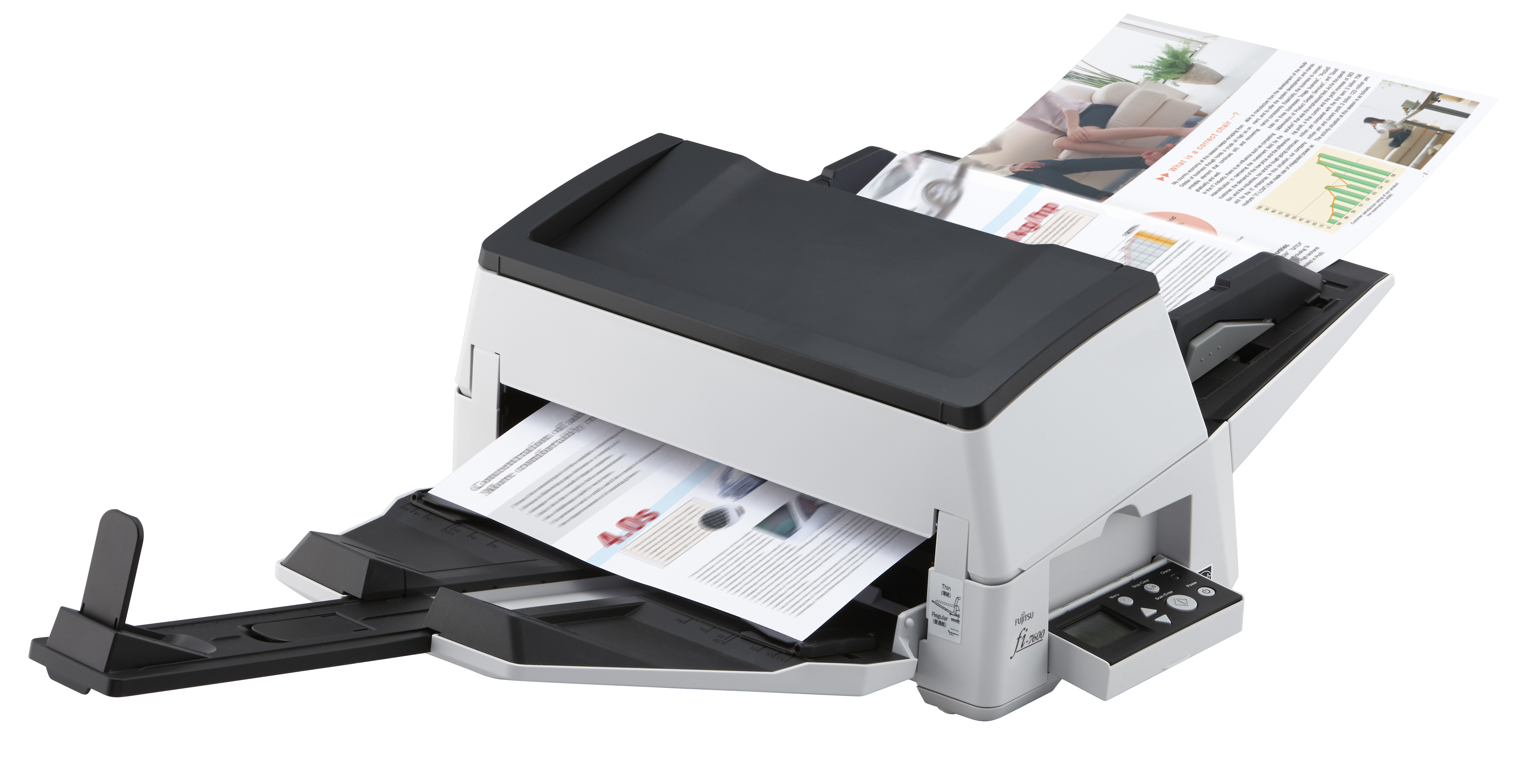 Fujitsu fi-7600 ADF + scanner med manuell matning 600 x 600 DPI A3 Svart, Vit