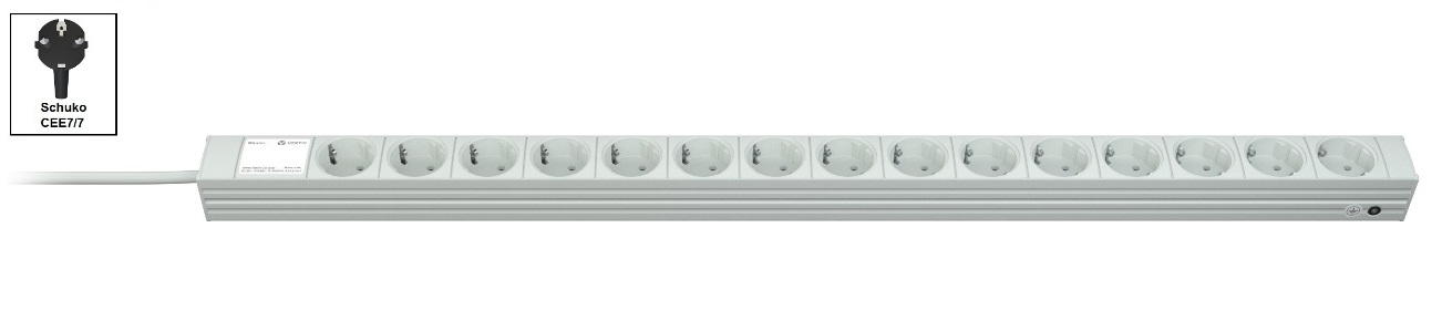 Vertiv Knürr DI-STRIP toitejaotuskomponent (PDU) 15 vahelduvvoolu kontakt 1U Must, Hall