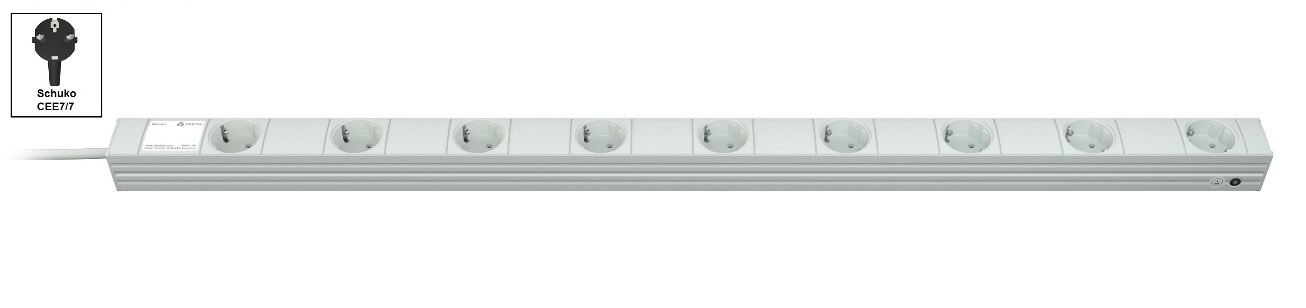 Vertiv Knürr DI-STRIP toitejaotuskomponent (PDU) 9 vahelduvvoolu kontakt 1U Must, Hall