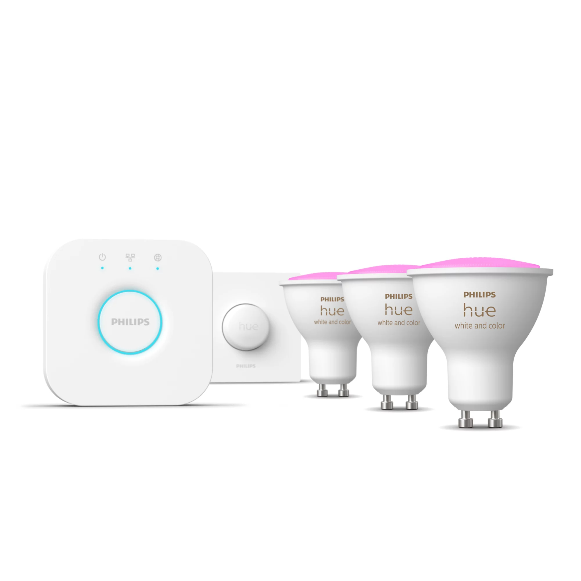 Philips by Signify Philips Hue White and colour ambience Starter kit: 3 GU10 smart spotlights + smart button – image 1