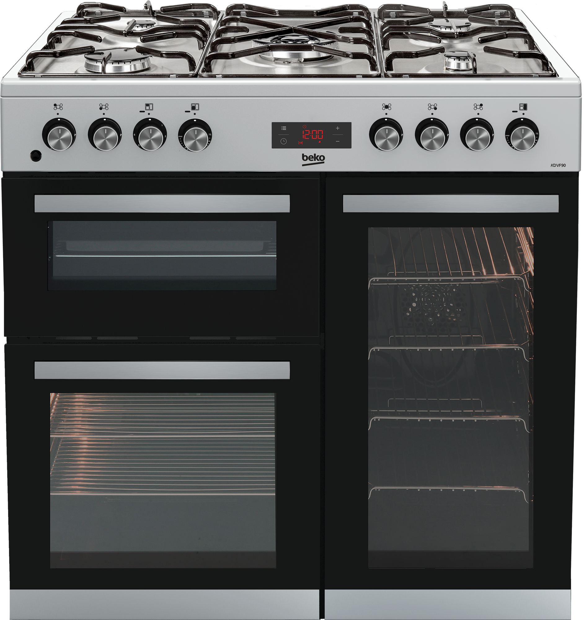 Beko KDVF90X 90cm Double Oven Range Cooker with 5 Burner Gas Hob – image 1