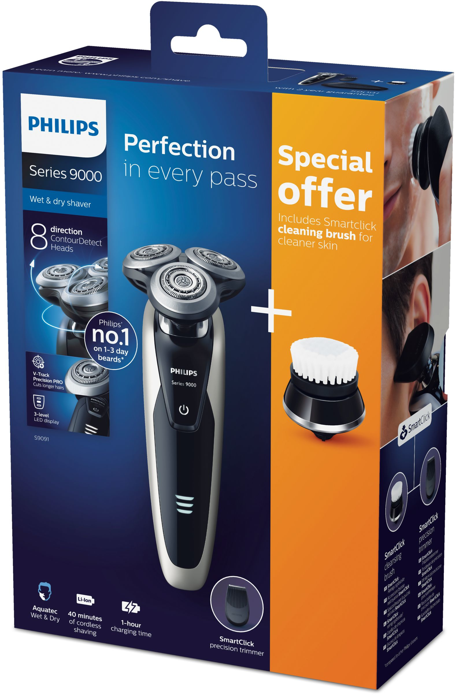 Philips SHAVER Series 9000 S9091/41 Rotation shaver Black, Silver – image 2