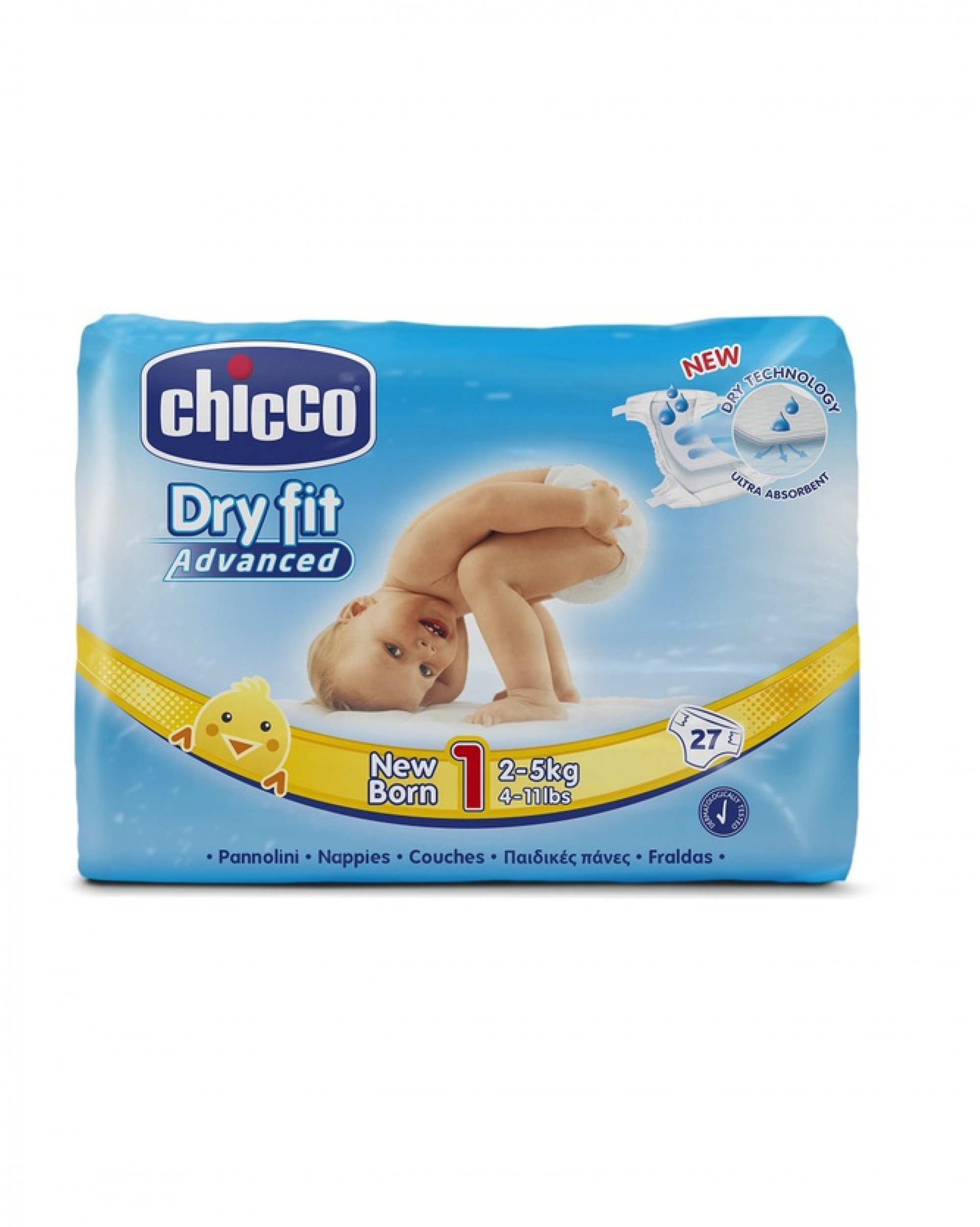 Chicco Bebek Bezi, Beden 1 (2-5 kg), 27 Adet