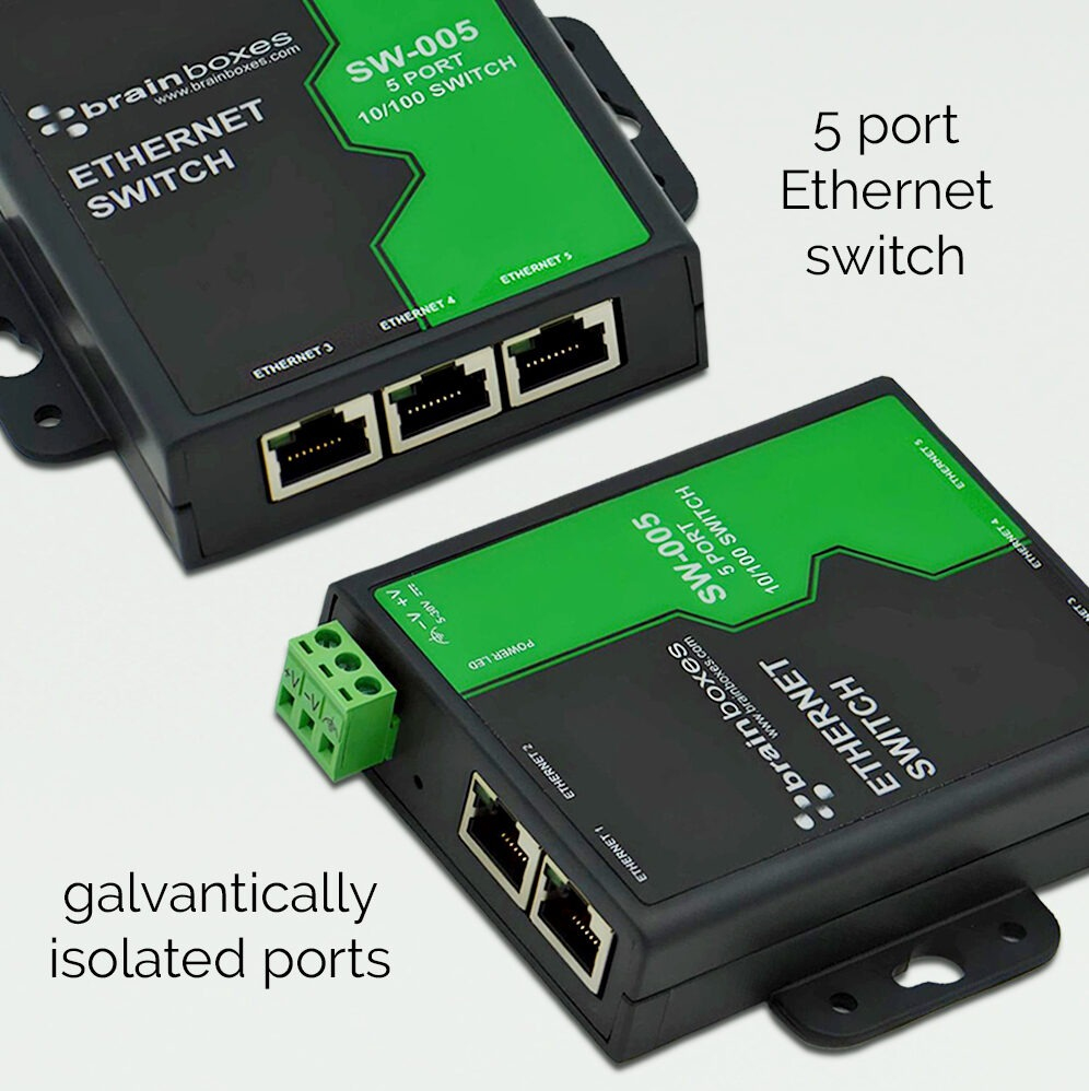 Brainboxes Light Industrial 5 Port 10/100 Ethernet Switch – image 3