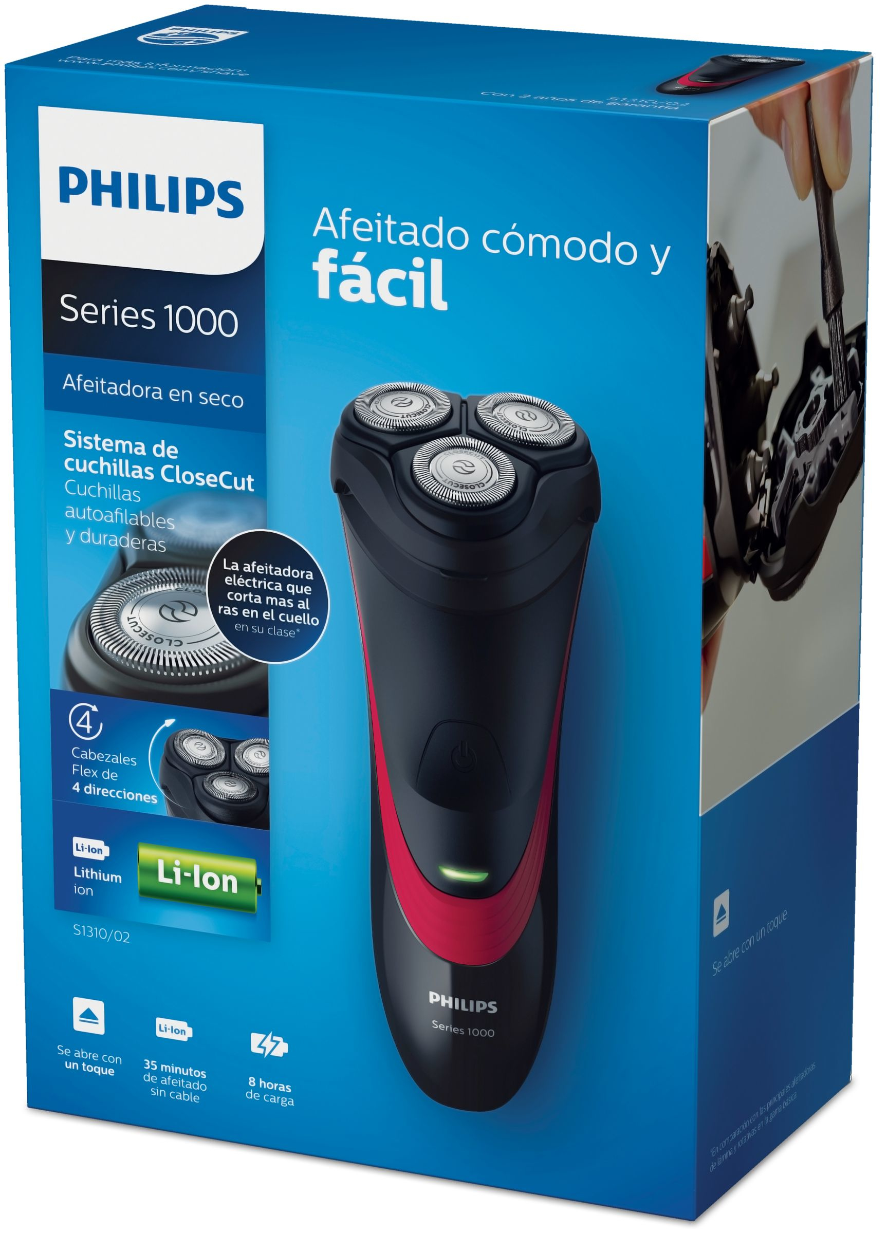 Philips 1000 series S1310/02 men's shaver Rotation shaver Black, Red – image 2