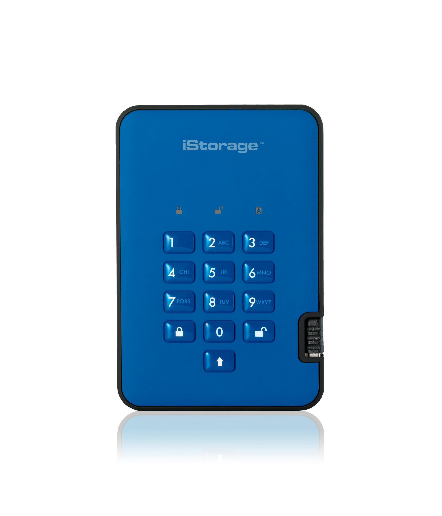 Resim iStorage diskAshur² SSD 256GB Blue | Secure Portable Solid State Drive |AES-XTS 256-bit Hardware Encryption | PIN protected | OS & Platform Independent | TAA Compliant |Brute force hack defence | Dust/Water Resistant