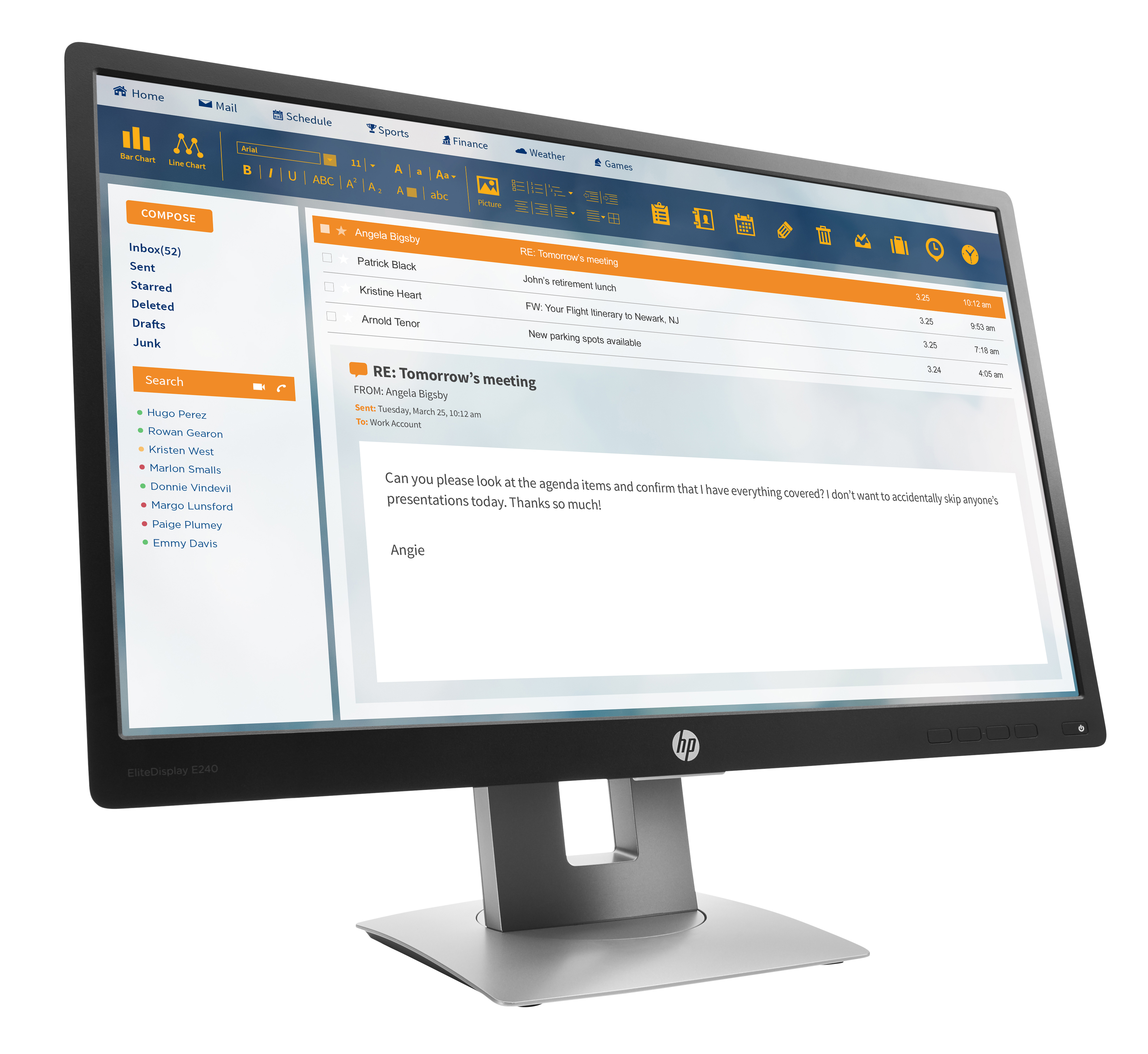 HP EliteDisplay E240 computer monitor 60.5 cm (23.8″) 1920 x 1080 pixels Full HD LED Silver, Black image 3