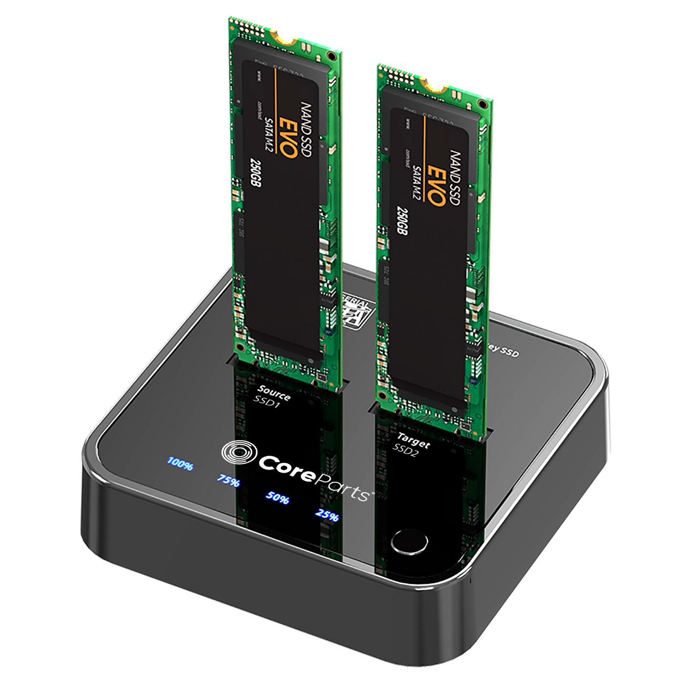 CoreParts MS-CLONER-SATA storage drive docking station Black – image 1