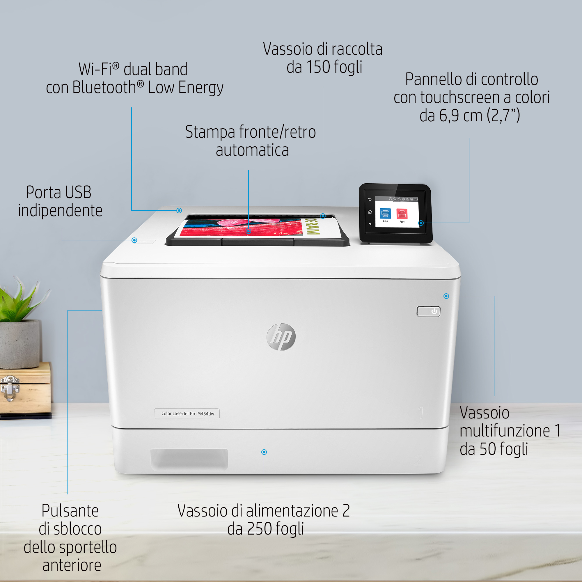 HP LaserJet Pro M454dw Wireless Color Printer, Duplex. Print technology: Laser, Maximum resolution: 600 x 600 DPI, Print s