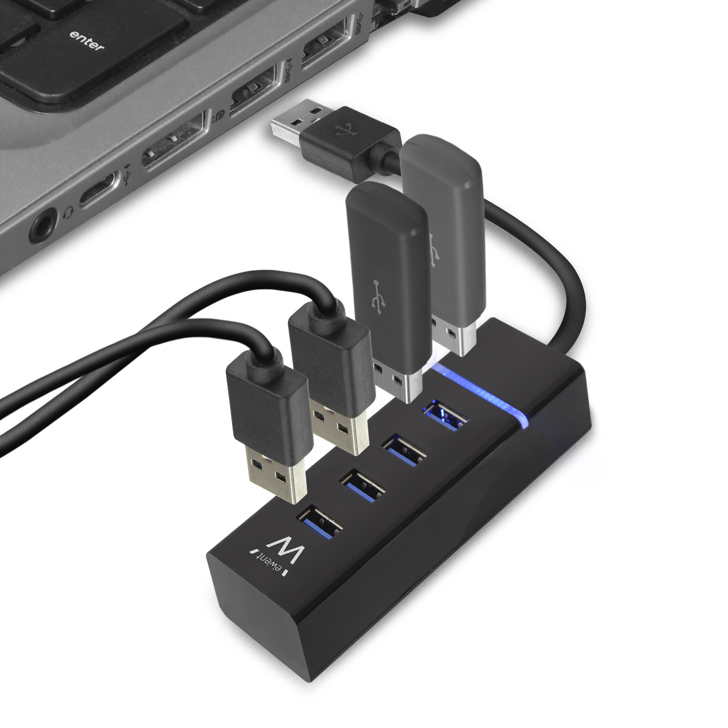 Ewent EW1133 interface hub USB 3.2 Gen 1 (3.1 Gen 1) Type-A 5000 Mbit/s Black – image 4