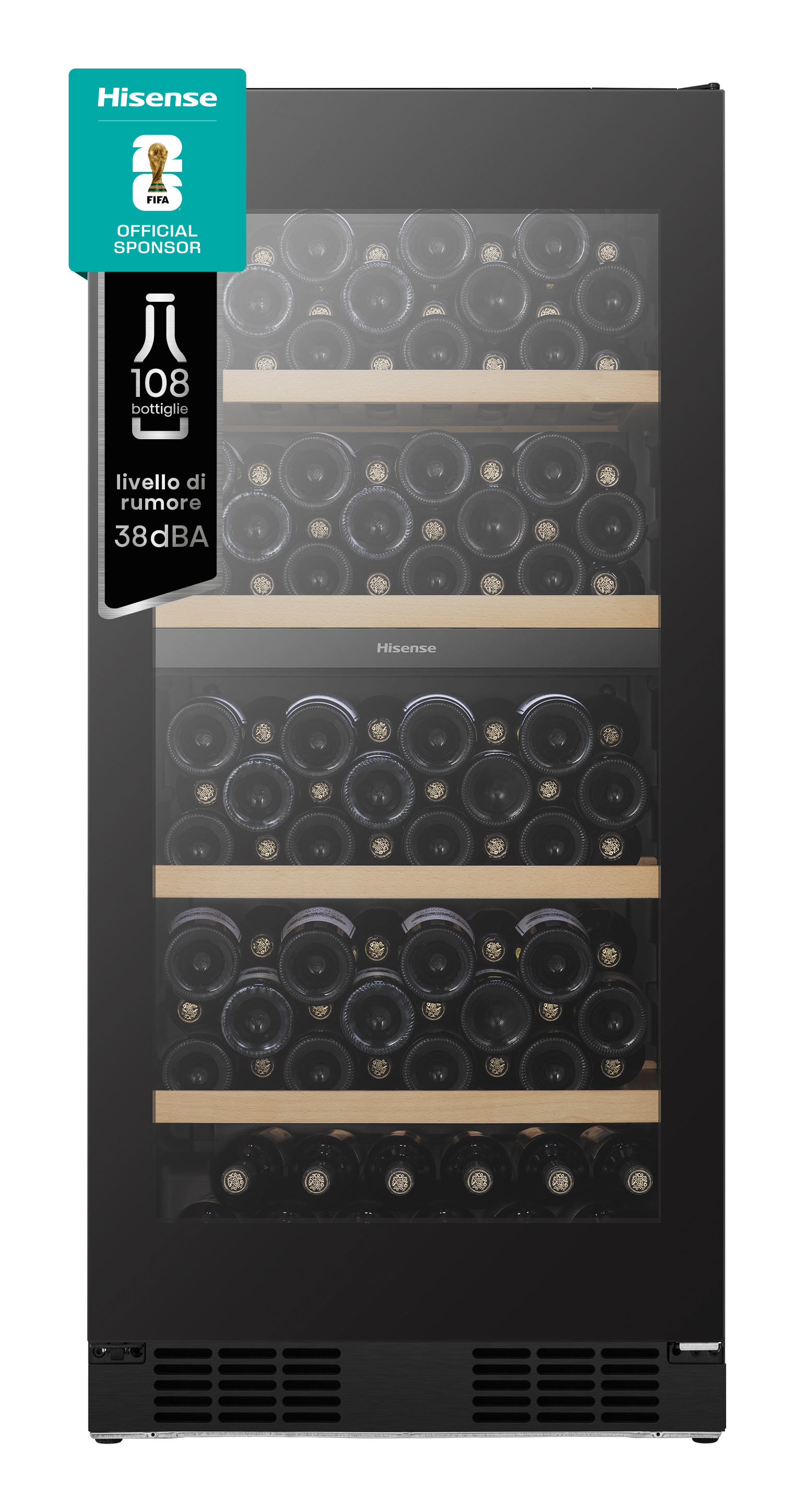 Hisense RW3N230GELF wine cooler Compressor wine cooler Freestanding Black 108 bottle(s)