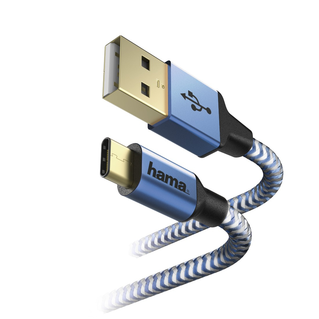 صورة Hama 00178295 كابل USB 2.0 A إلى C، 1.5 متر، أسود/أزرق