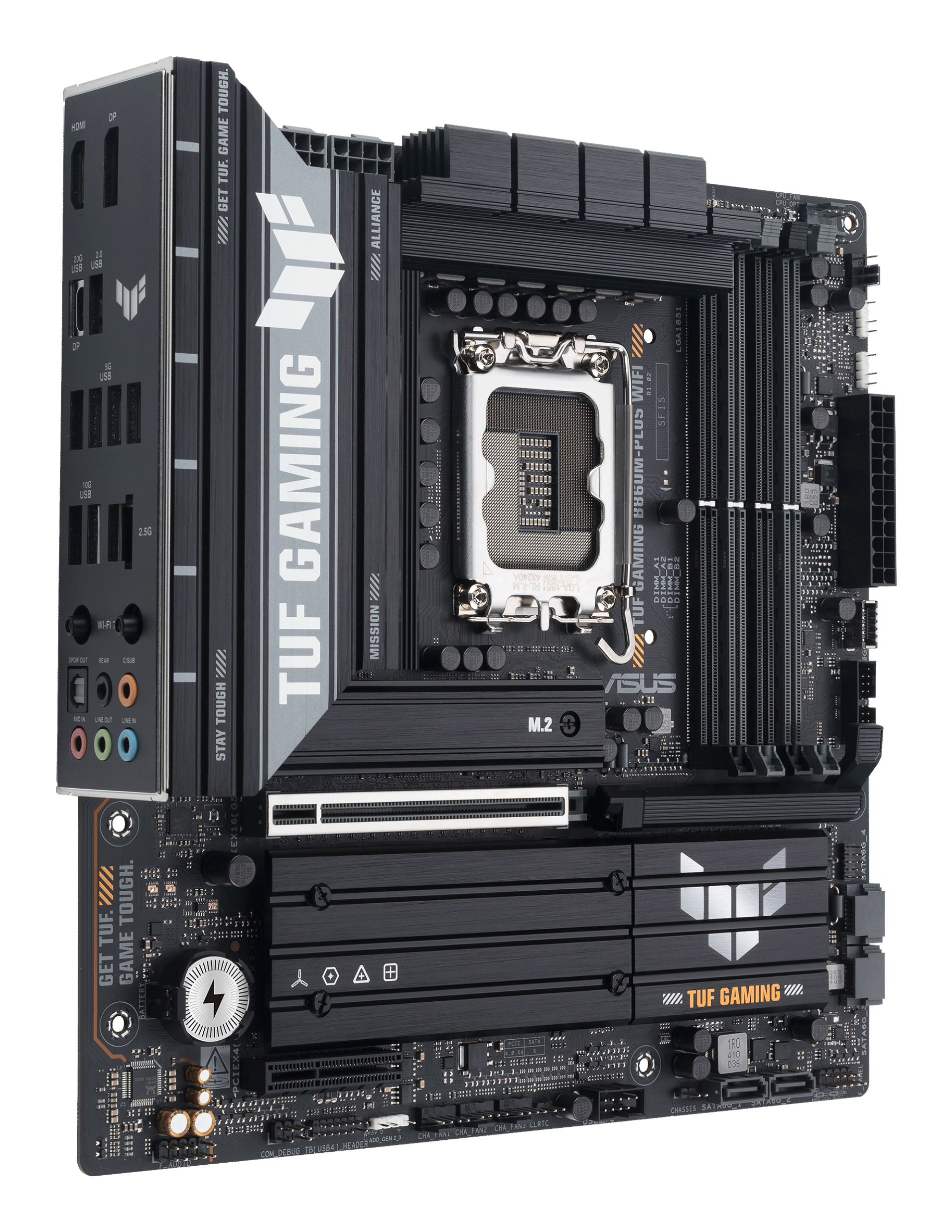 Tarjeta Madre ASUS TUF GAMING B860M-PLUS WIFI - Socket 1851 - 4xDDR5 - 8000+(OC)MHz - HDMI - DisplayPort - Micro ATX - TUF GAMING B860M-PLUS WIFI Tarjeta Madre ASUS TUF GAMING B860M-PLUS WIFI - Socket 1851 - 4xDDR5 - 8000+(OC)MHz - HDMI - DisplayPort - Micro ATX - TUF GAMING B860M-PLUS WIFI