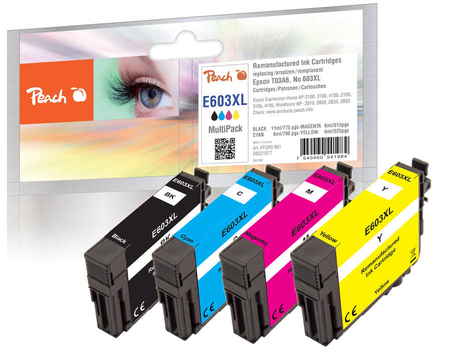Peach PI200-861 ink cartridge 4 pc(s) Compatible High (XL) Yield Black, Cyan, Magenta, Yellow
