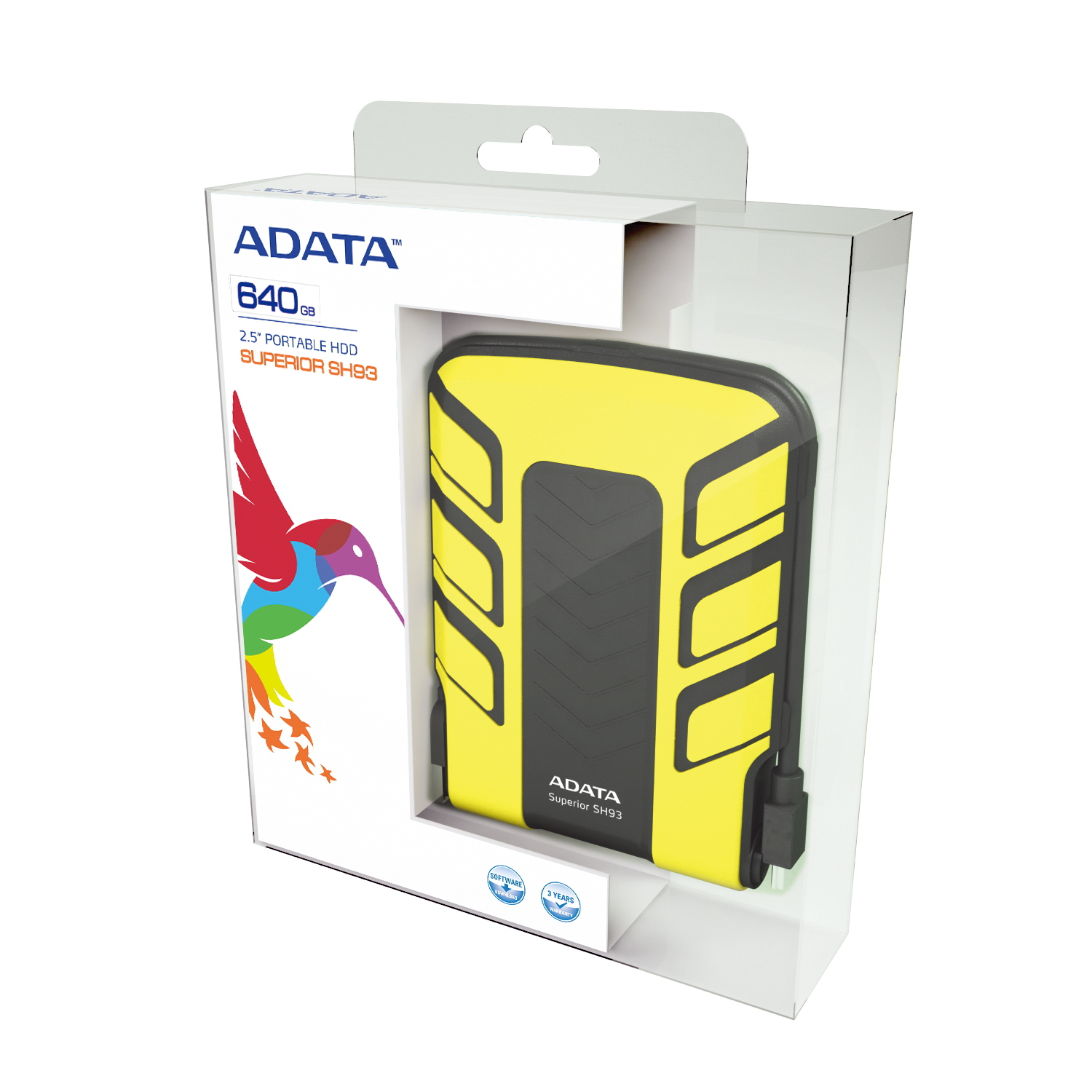 ADATA 640GB SH93 external hard drive 2.5″ USB 2.0 Black, Yellow image 3