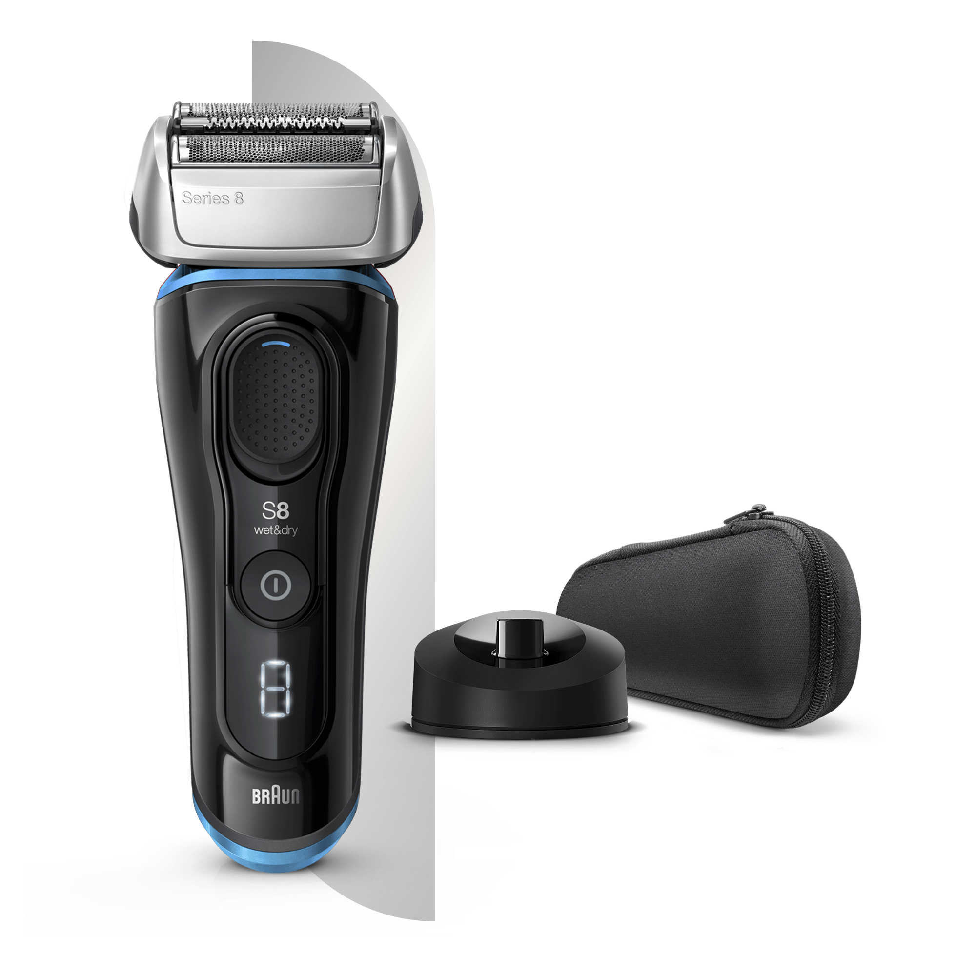 Braun Series 8 8345s Next Generation Electric Shaver, Charging Stand, Fabric Case, Noir – image 2
