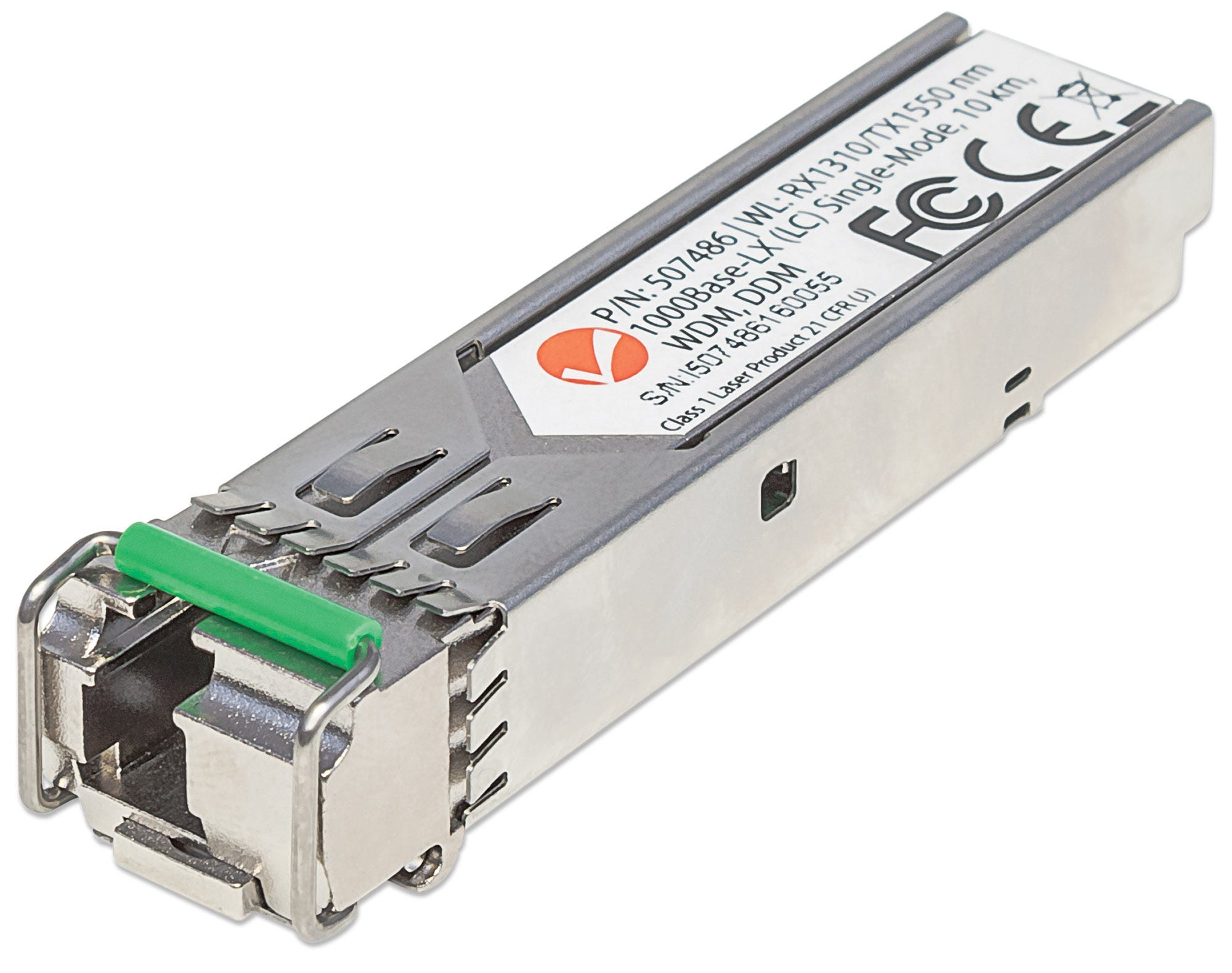 Intellinet Transceiver Module Optical, Gigabit Fiber WDM Bi-Directional SFP, 1000Base-Lx (LC) Single-Mode Port, 10km, Wavelengths: receive (RX) 1310nm and trans