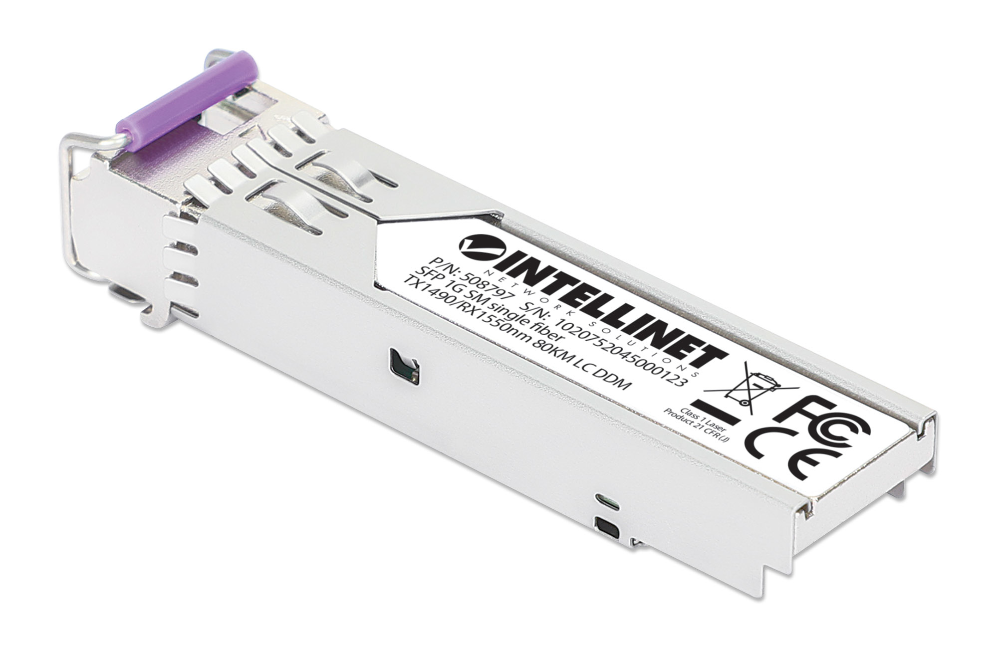 Intellinet Gigabit Fiber WDM Bi-Directional SFP Optical Transceiver Module 1000Base-BX-U (LC) Single-Mode Port, 80 km (50 mi.), BiDi WDM (RX1550/TX1490), MSA-co – image 2