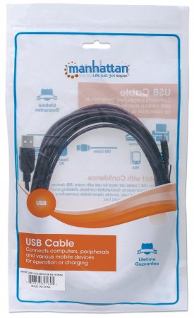 Resim Manhattan 306058 USB 2.0 A - Micro-B Kablo, 0.15m, Siyah