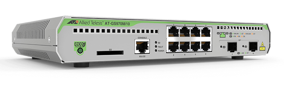 Allied Telesis AT-GS970M/10PS-30 switch di rete Gestito L3 10G Ethernet (100/1000/10000) Supporto Power over Ethernet (PoE) Gri