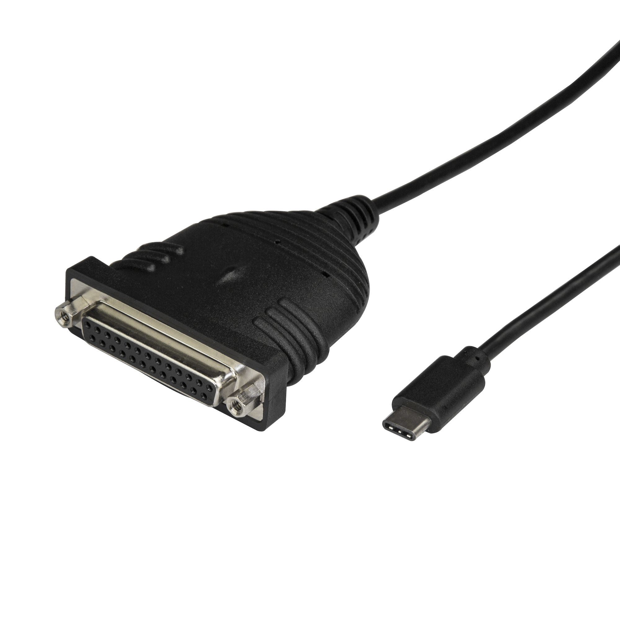 Resim StarTech.com ICUSBCPLLD25 USB-C - Paralel Yazıcı Kablosu, Siyah