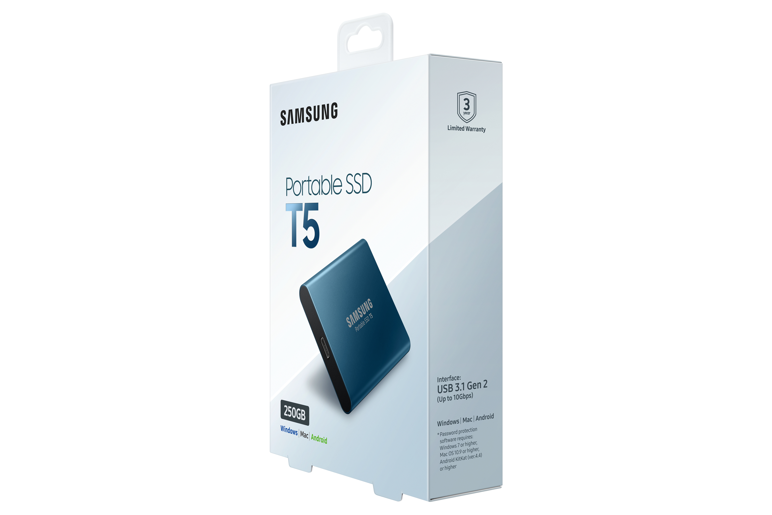 Samsung T5 250 GB USB Type-C 3.2 Gen 2 (3.1 Gen 2) Blue image 11