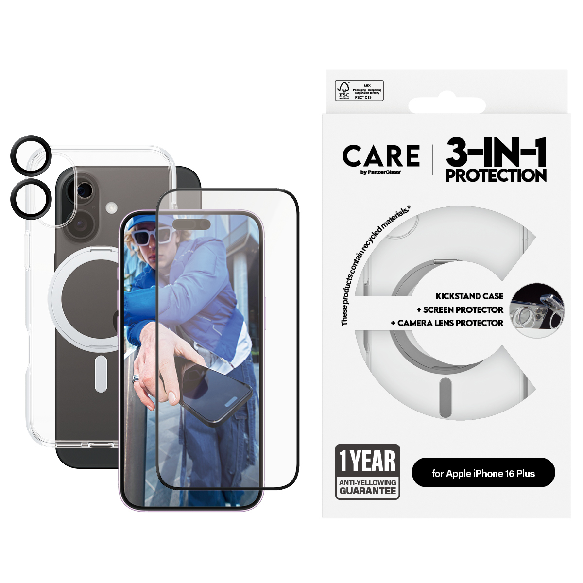 PanzerGlass CARE™ by PanzerGlass® 3-in-1 Ceramic Bundle iPhone 16 Plus – image 2