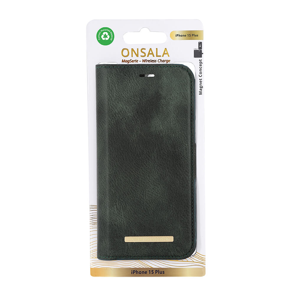 Onsala Wallet Case Eco 2 Card Slots MagSeries Dark Green - iPhone 15 Plus – image 2