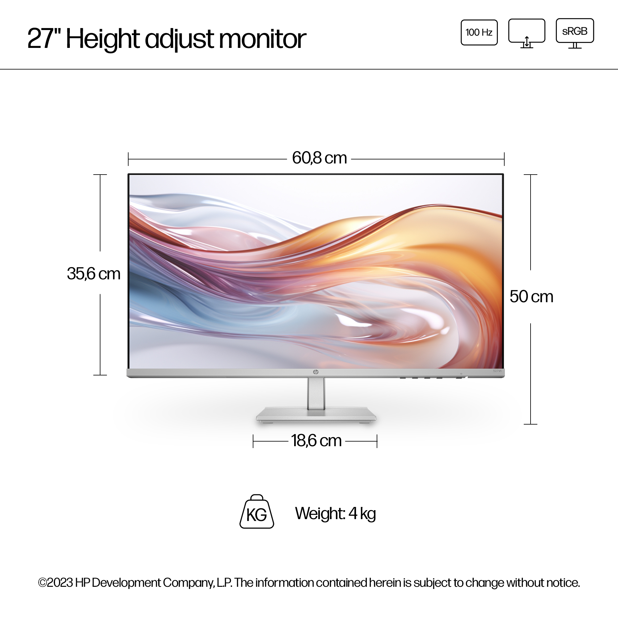 HP Series 5 27 inch FHD Height Adjust Monitor - 527sh – image 5
