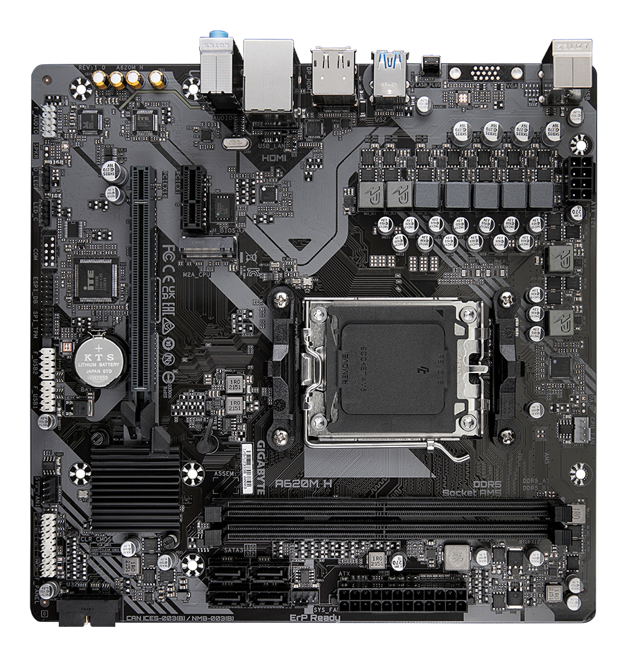 Tarjeta Madre Gigabyte A620M H - Socket AM5 - 2x DDR5 - 4400/5200/6400(O.C.)MHz - HDMI - DisplayPort - USB 2.0/3.2 - Micro ATX - A620M H Tarjeta Madre Gigabyte A620M H - Socket AM5 - 2x DDR5 - 4400/5200/6400(O.C.)MHz - HDMI - DisplayPort - USB 2.0/3.2 - Micro ATX - A620M H
