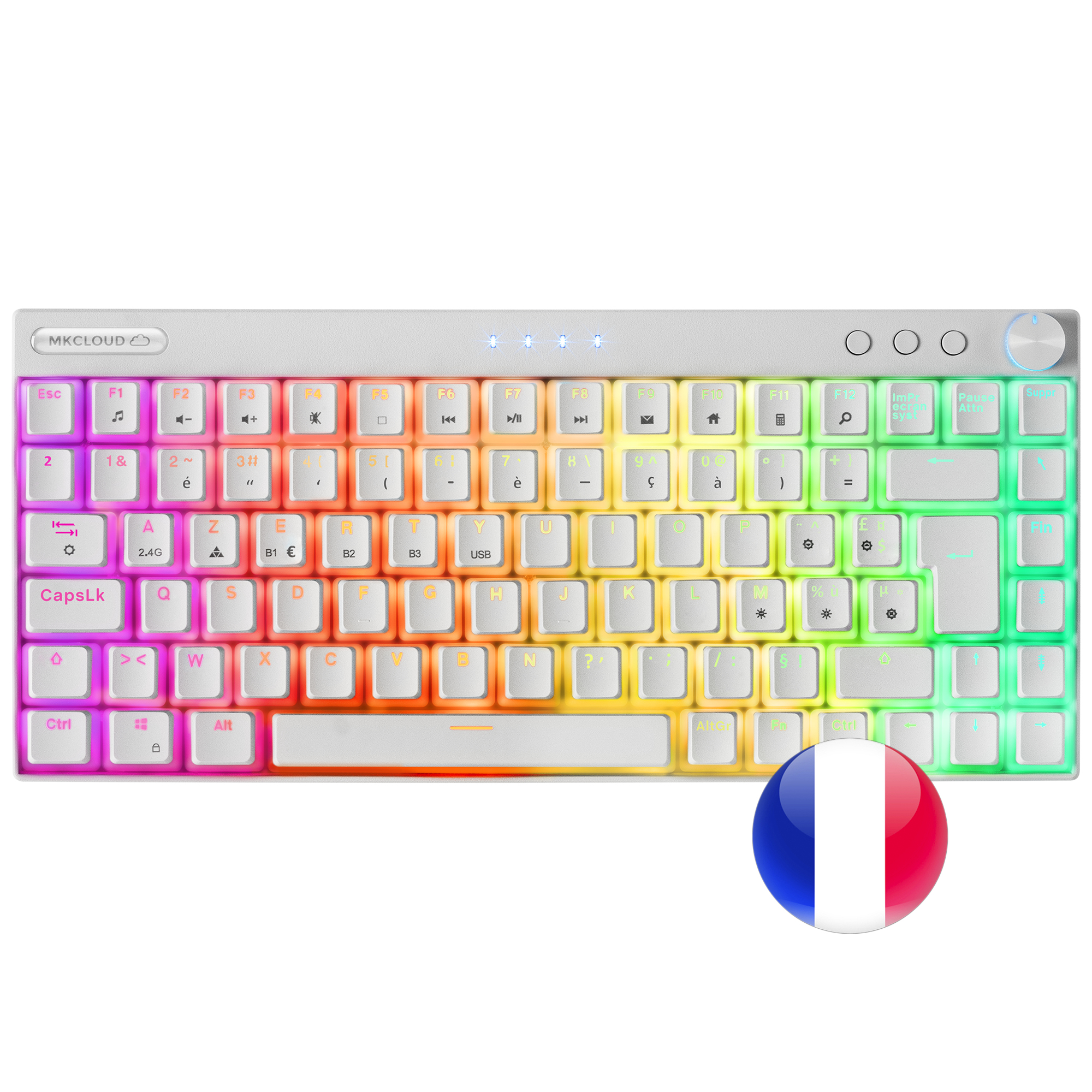 Mars Gaming MKCLOUD Wireless RGB Keyboard White Switch Blue French – image 1