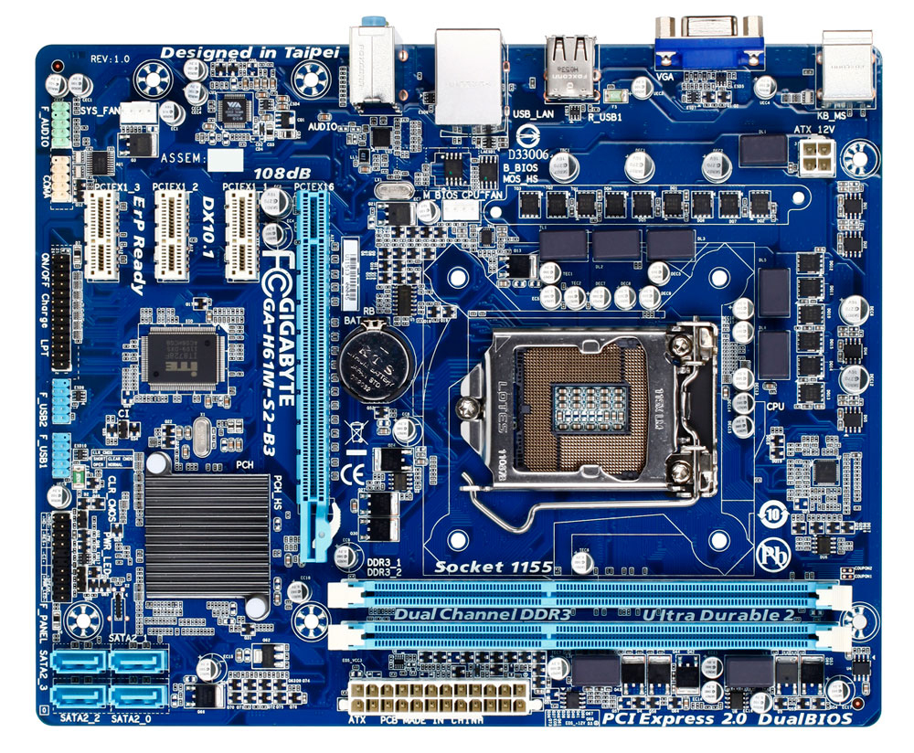 GIGABYTE GA-H61M-S2-B3 motherboard Intel® H61 LGA 1155 (Socket H2) micro ATX – image 1