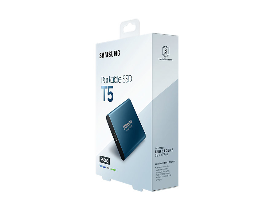 Samsung T5 250 GB USB Type-C 3.2 Gen 2 (3.1 Gen 2) Blue image 11