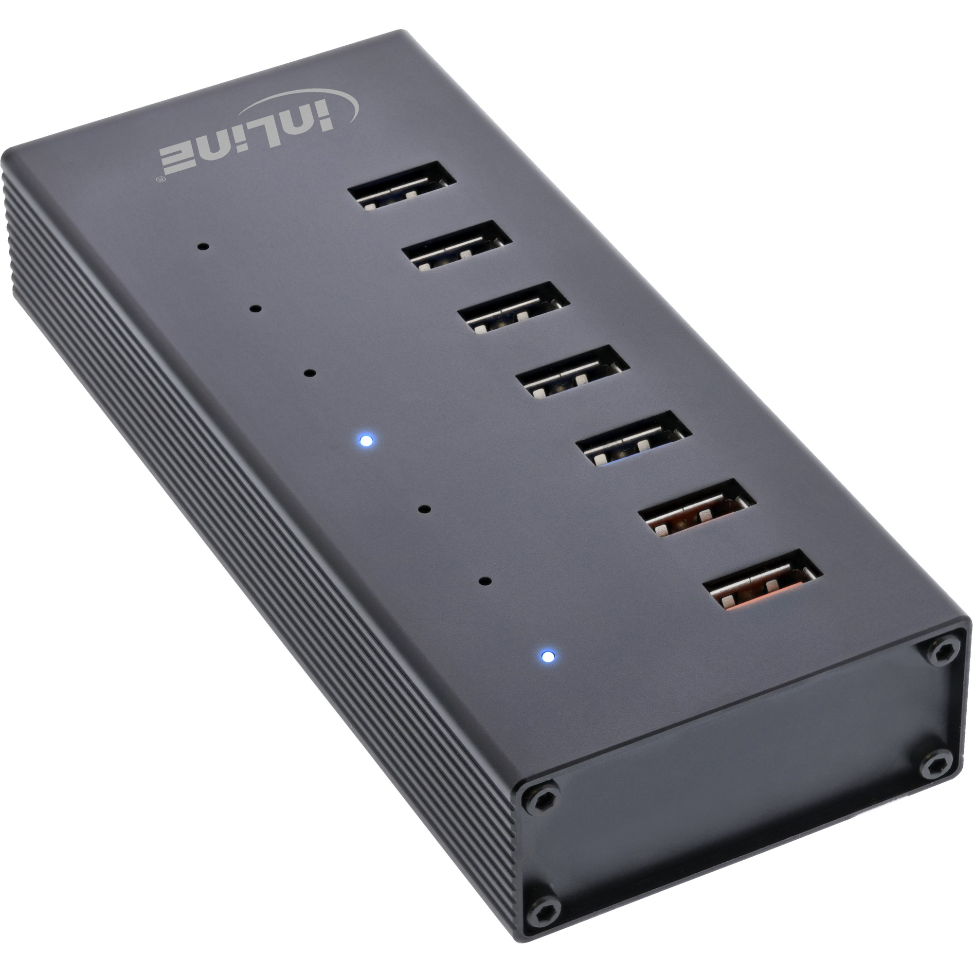 InLine USB 3.2 Gen.1 7 Port Hub Aluminium Case with 2.5A Power Supply, black – image 2