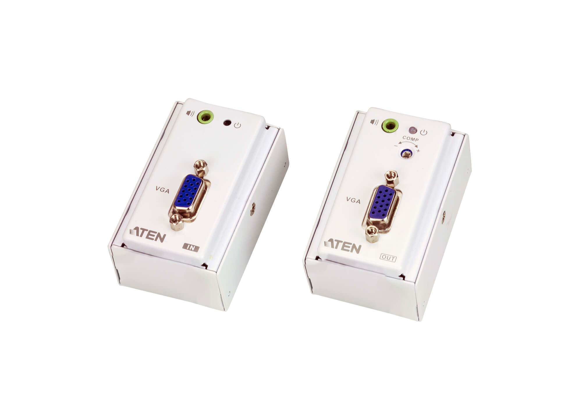 ATEN VanCryst VE157 VGA/Audio Cat 5 Extender with MK Wall Plate - Transmitter and receiver - video/audio extender - up to 150 m