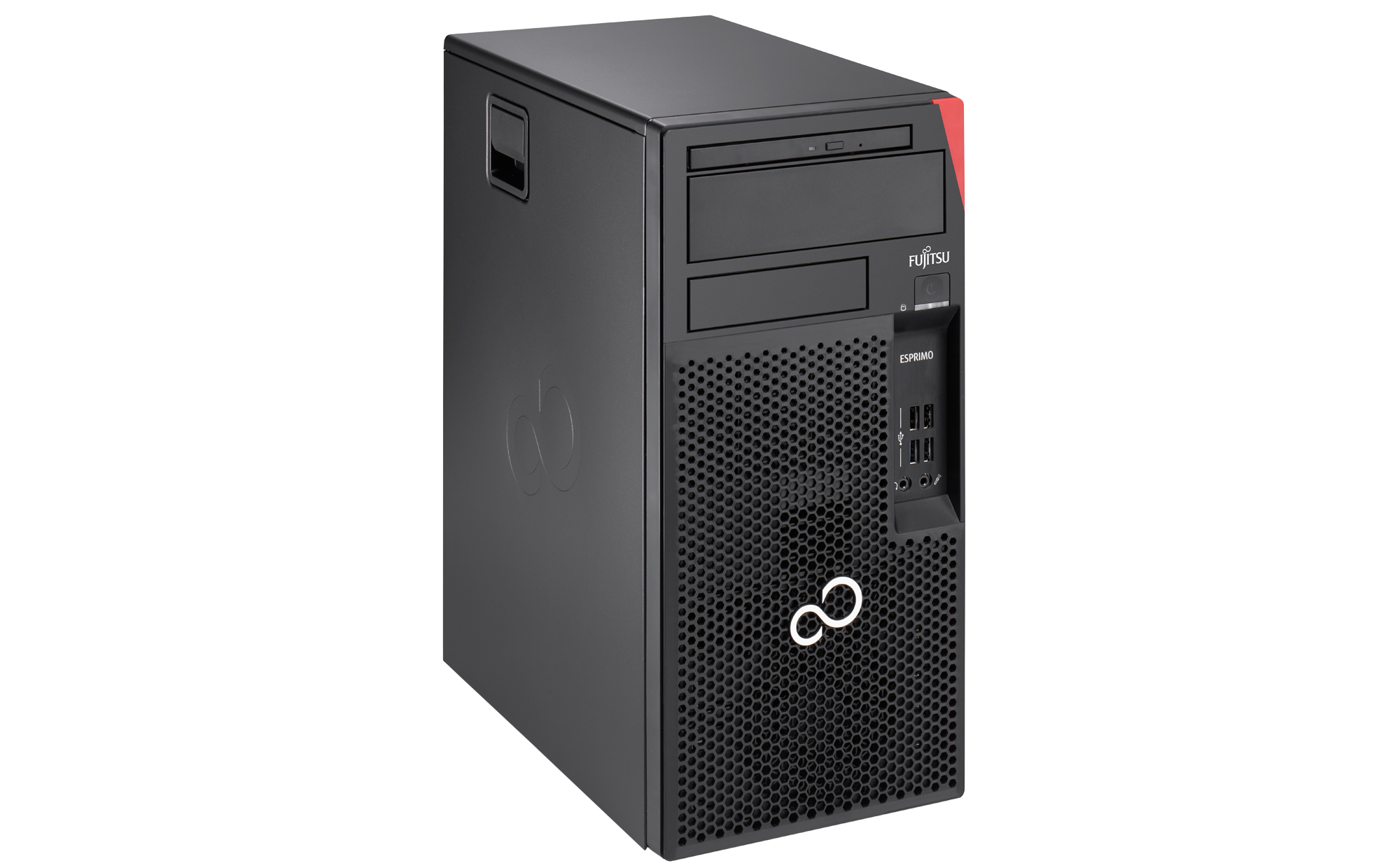 Fujitsu ESPRIMO P557 Intel® Core™ i3 i3-7100 4 GB DDR4-SDRAM 500 GB HDD Windows 10 Pro Desktop PC Black, Red image 2