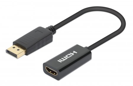 Manhattan Adaptador activo DisplayPort 1.2 a HDMI, 4K@60Hz, 15 cm, macho a hembra, DP con bloqueo, negro, no bidireccional, garantía de 3 años, equivalente a DP2HD4K60S imagen 1