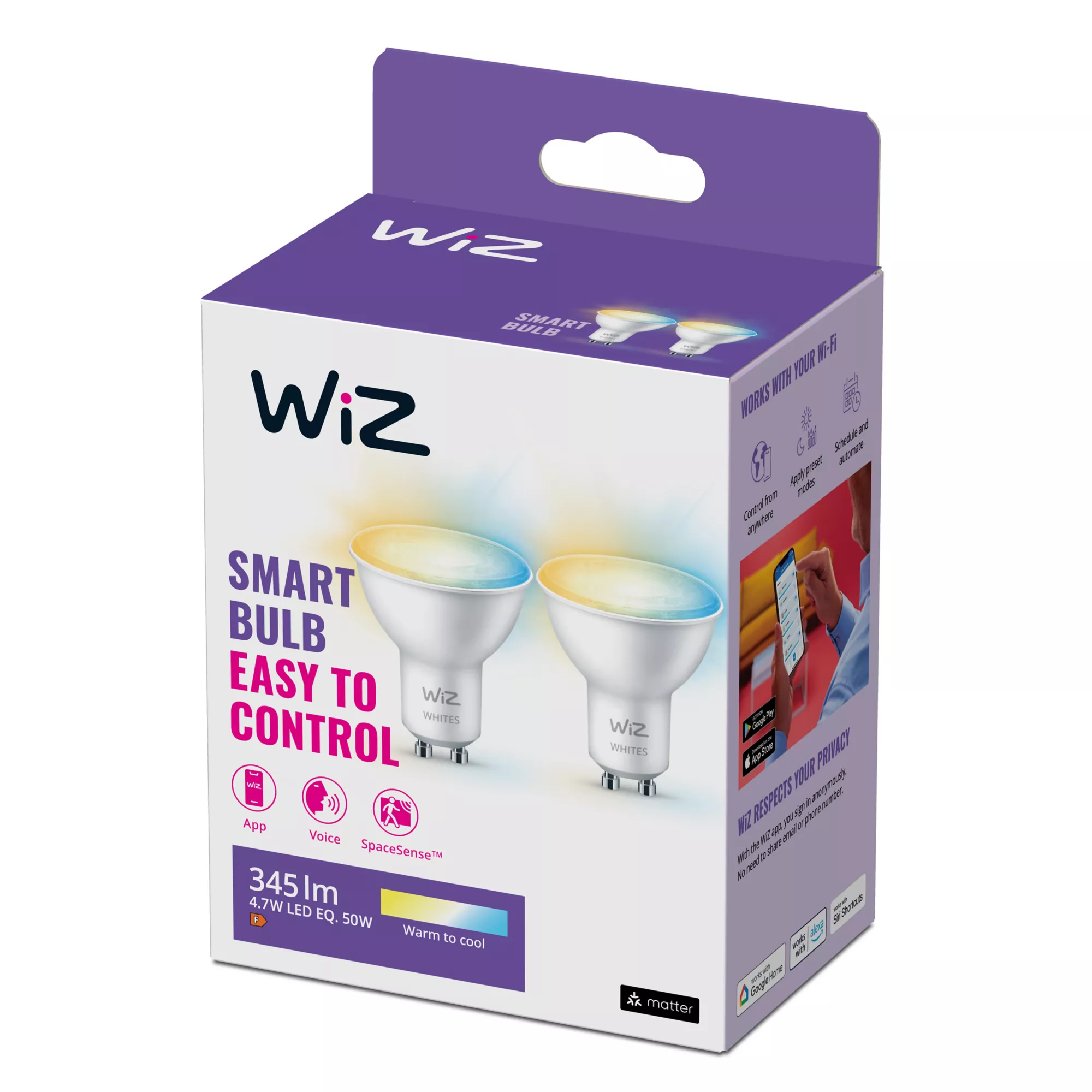 WiZ Spot 50 W PAR16 GU10 x2 – image 2