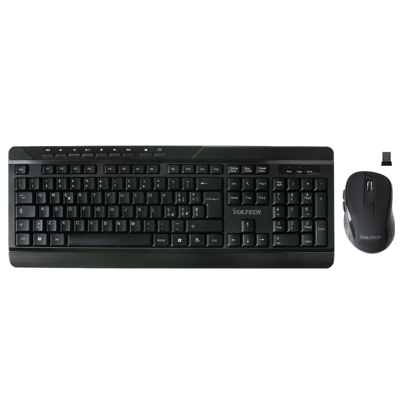 Vultech KM-812W keyboard Mouse included Home RF Wireless QWERTY Italian Black, Grey – image 1