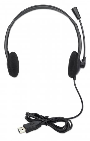 Manhattan Stereo On-Ear Headset (USB), Microphone Boom, Retail Box Packaging, Adjustable Headband, Ear Cushion, 1x USB-A for both sound and mic use, cable 1.5m, – image 5