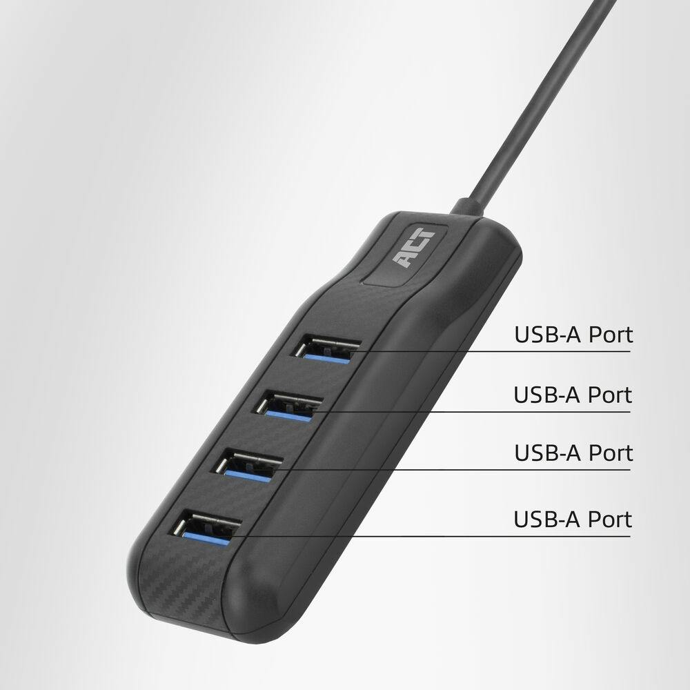 ACT AC6320 interface hub USB 3.2 Gen 1 (3.1 Gen 1) Type-A 5000 Mbit/s Black – image 2