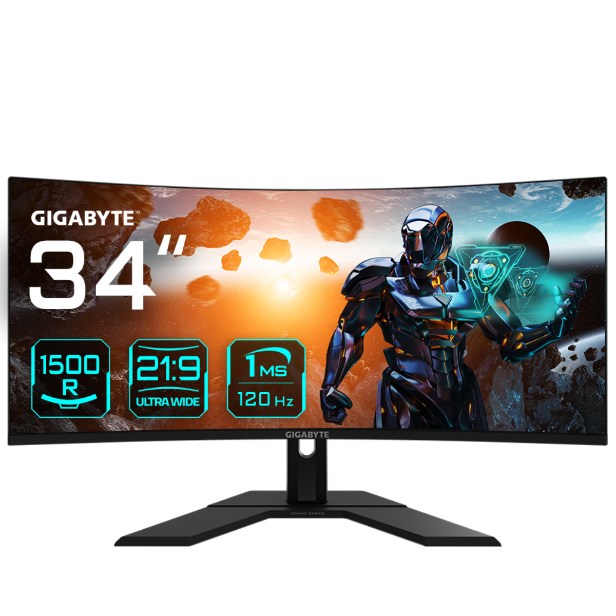 GIGABYTE GS34WQC 34" Monitor da gioco curvo WQHD - 3440 x 1440 120Hz 1ms 300 cd/m FreeSync Premium pronto per HDR HDMI 2.0 Disp