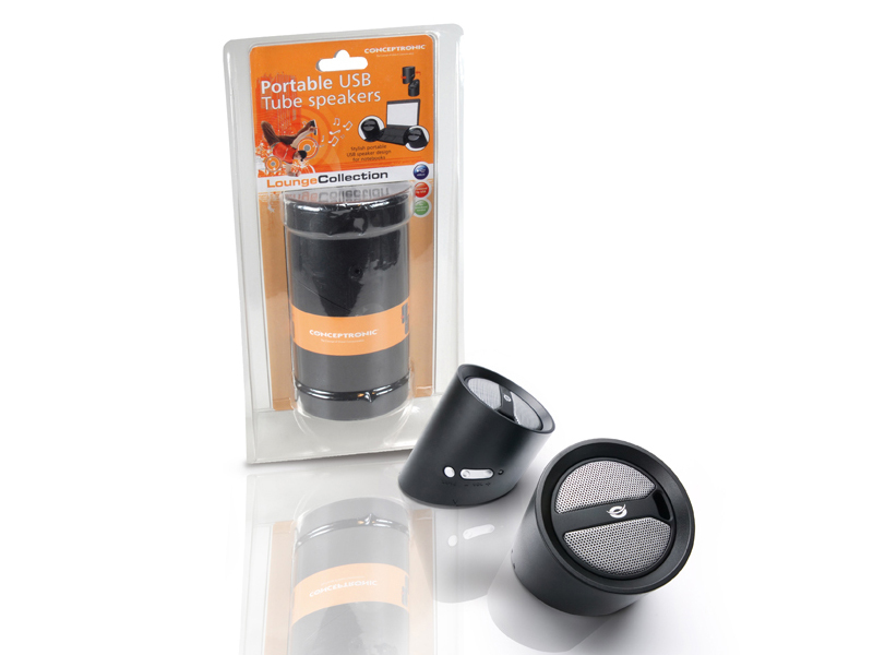 Conceptronic Lounge’n’LISTEN Portable USB Tube Speakers, Black – image 4