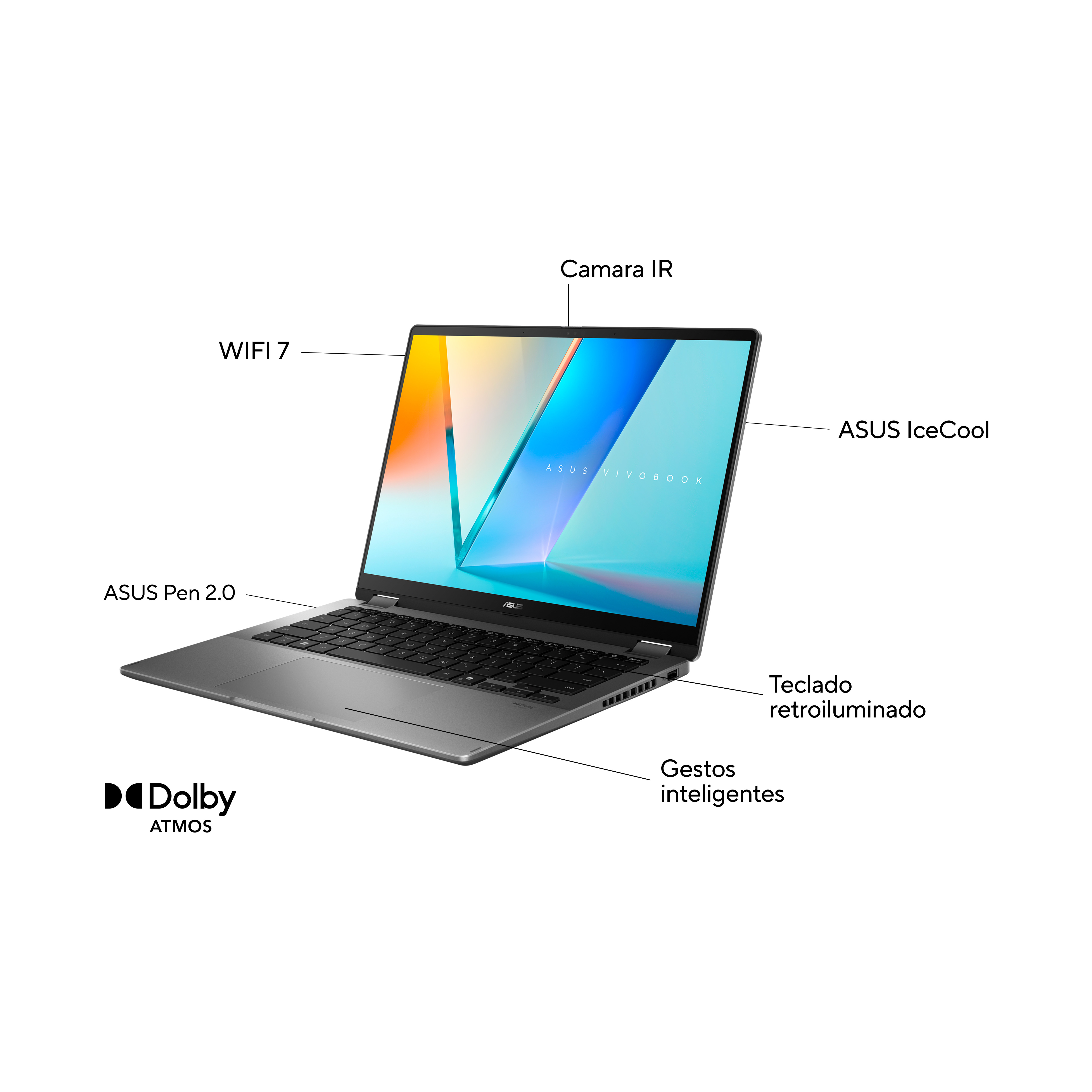 Convertible 2 en 1 - Asus Vivobook 14 OLED TP3407SA-QL016W Copilot+ PC, 14" WUXGA, Intel® Core™ Ultra 7 258V 47 TOPS, 32GB RAM, 1TB, UHD Graphics, W11 - imagen 4