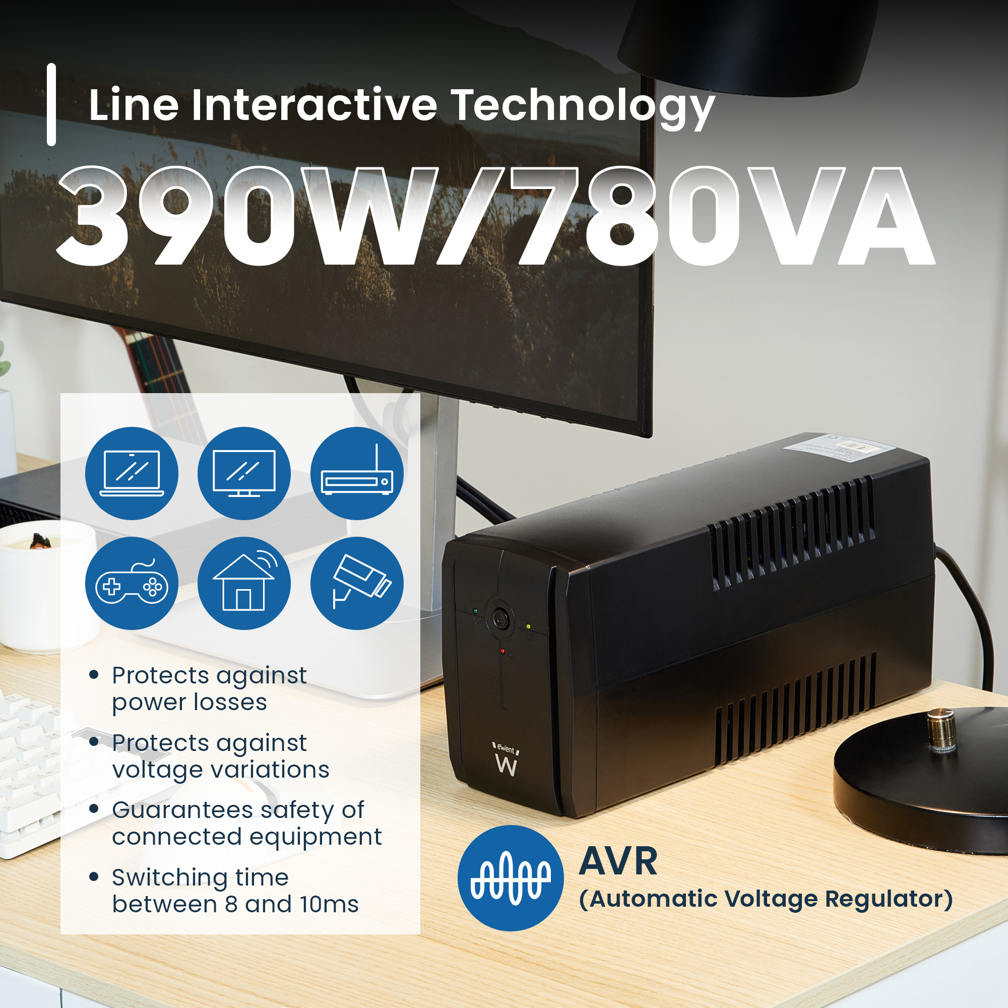 Ewent EW3995 uninterruptible power supply (UPS) Line-Interactive 0.78 kVA – image 4
