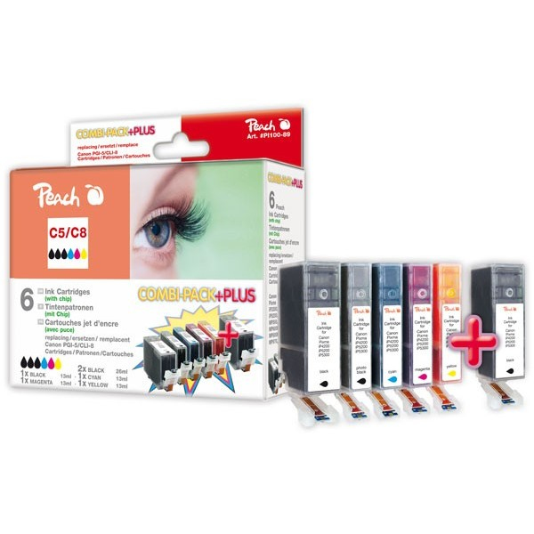 Peach PI100-89 ink cartridge 2 pc(s) Black, Cyan, Magenta, Yellow