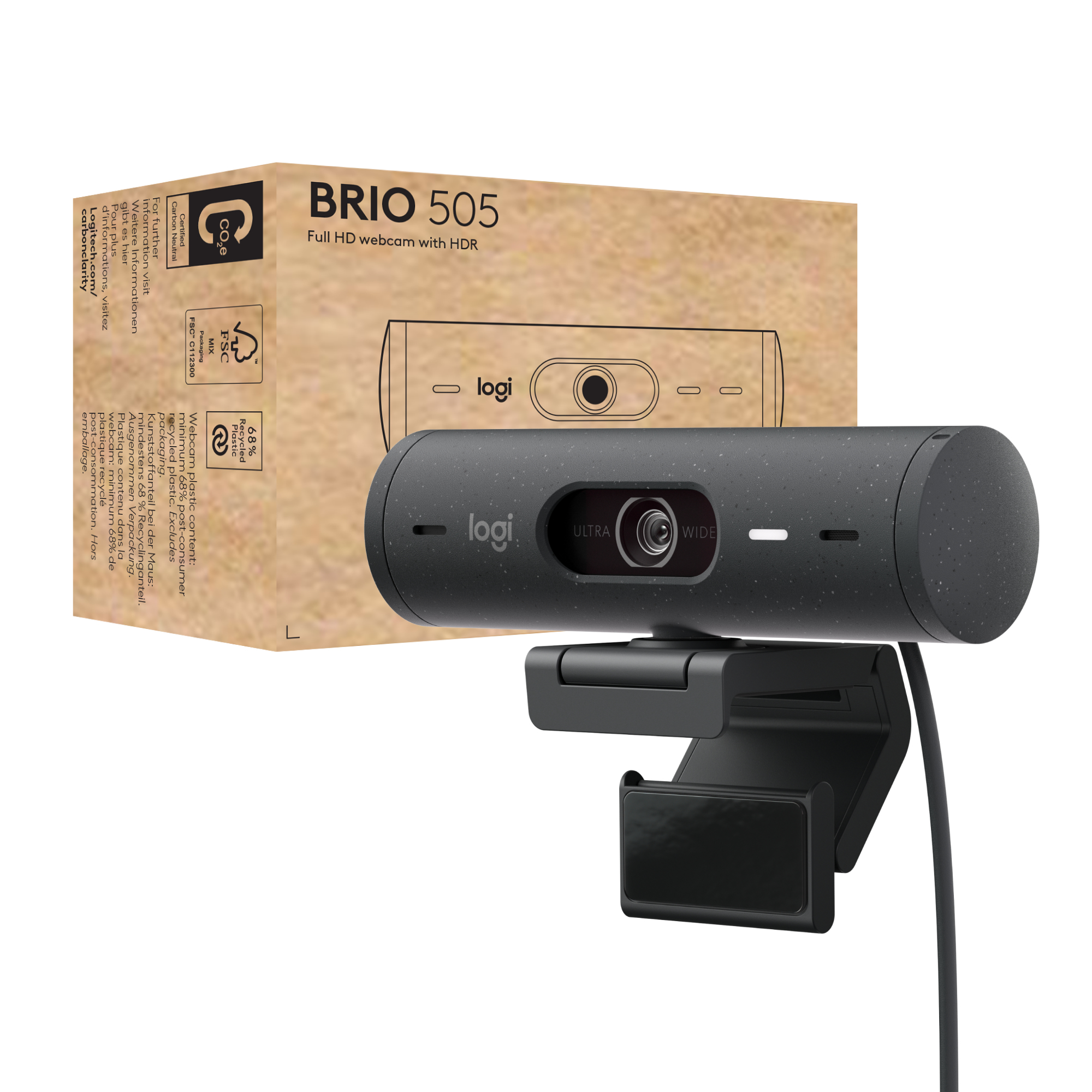 Logitech Brio 505 webbkameror 4 MP 1920 x 1080 pixlar USB Svart