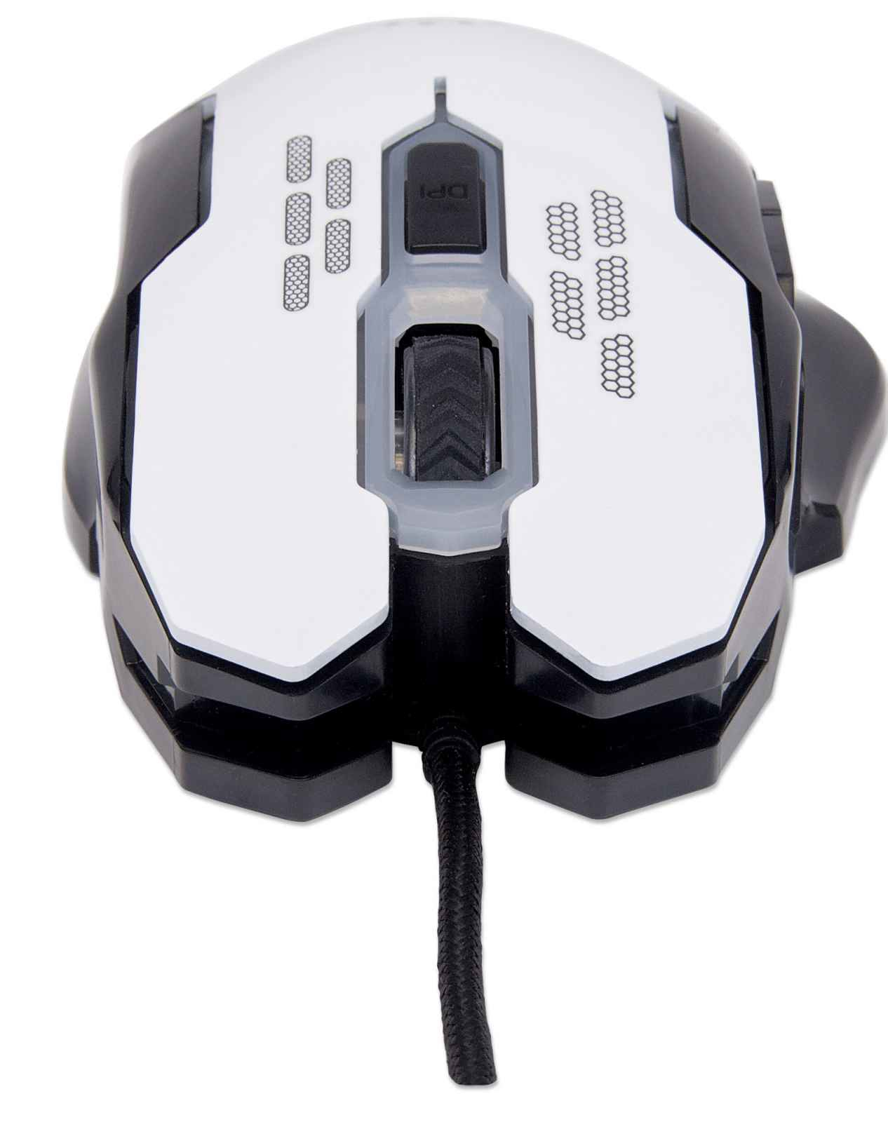 Manhattan Gaming USB Wired Mouse, White, Adjustable DPI (800, 1200, 1600 or 2400dpi), USB-A, Optical, LED lighting, Six Button with Scroll Wheel, Low friction b – image 6